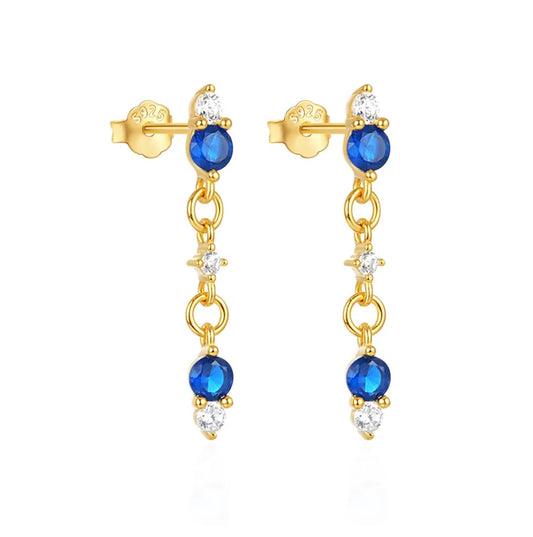Blue Crystal Drop Earrings