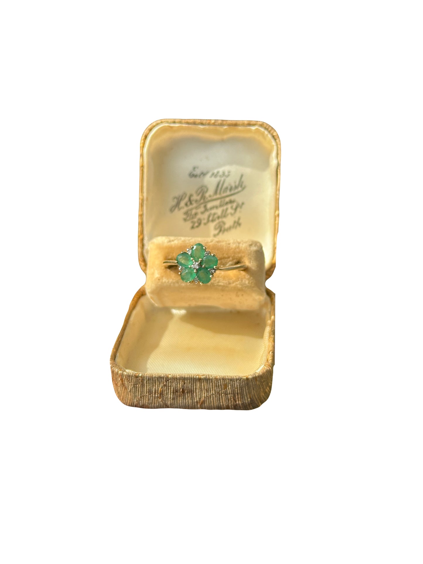 Vintage Emerald Flower Ring
