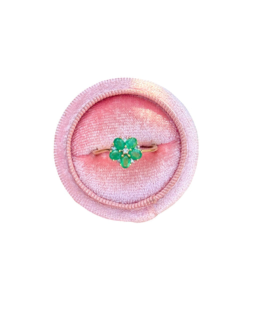 Vintage Emerald Flower Ring