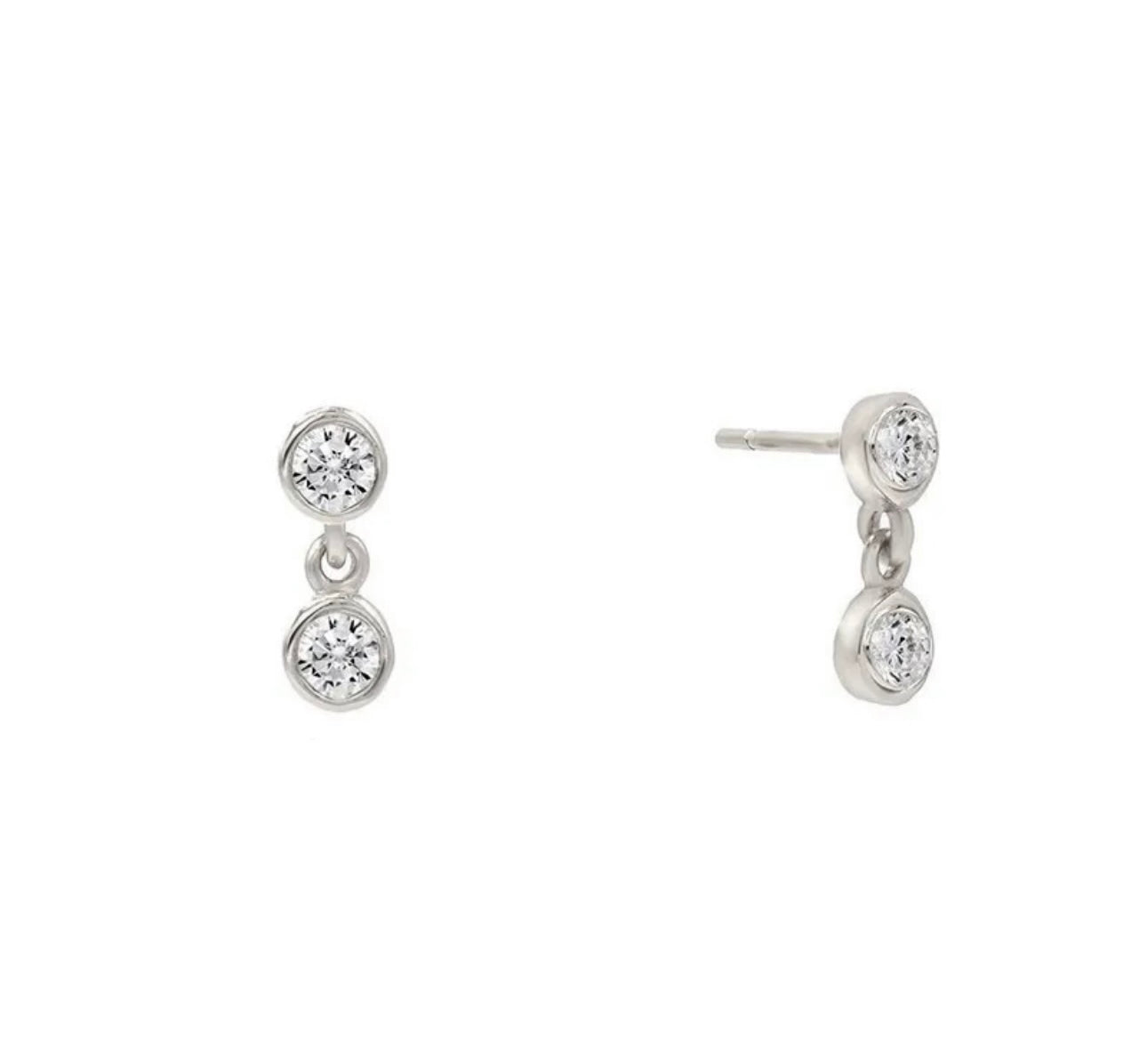 Crystal Drop Earrings, 14k thick gold plate on sterling silver