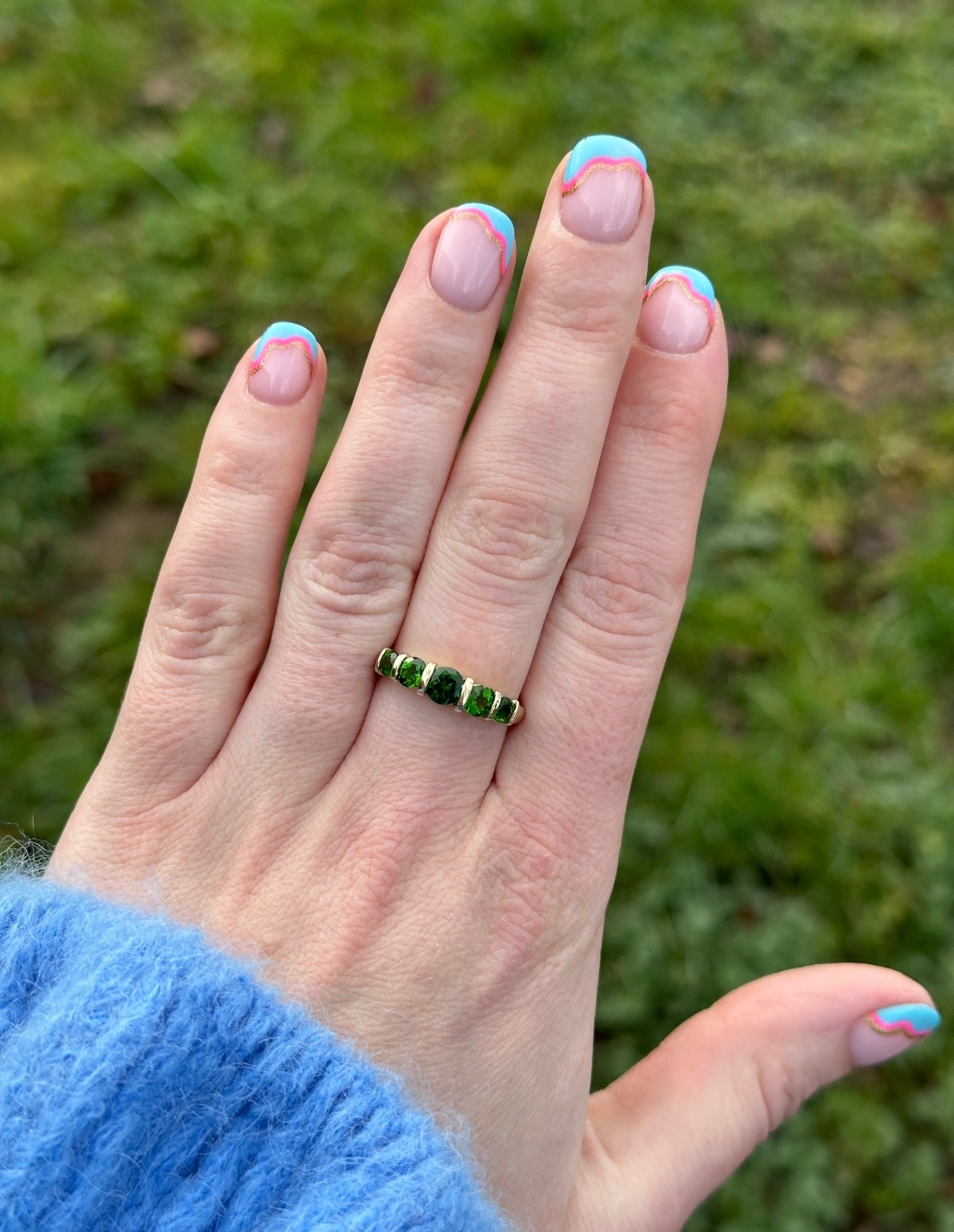 Vintage solid gold Green Zircon Ring
