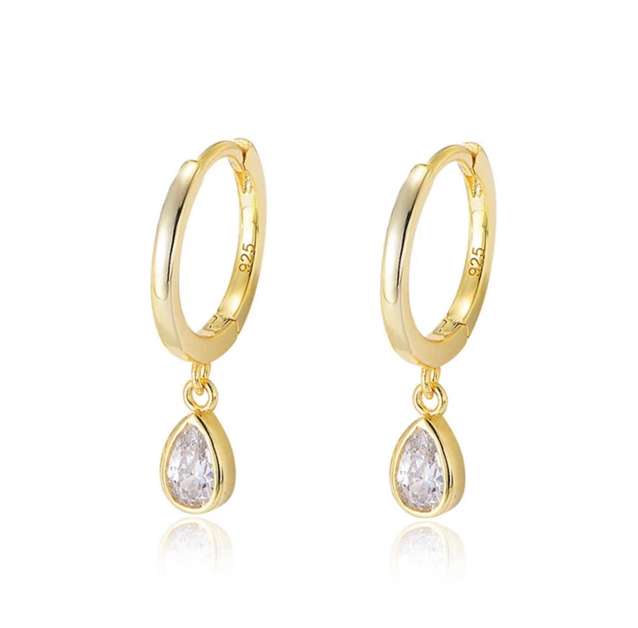 Teardrop Crystal Huggie Earring