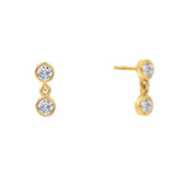 Crystal Drop Earrings, 14k thick gold plate on sterling silver