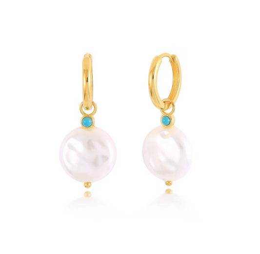 Perfect Pearl Earrings, 14k thick gold plate on sterling silver