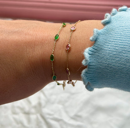 Solid Gold Natural Gemstone Bracelets