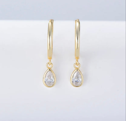 Teardrop Crystal Huggie Earring
