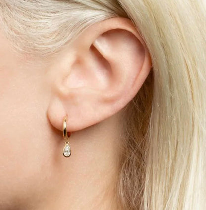 Teardrop Crystal Huggie Earring