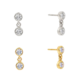 Crystal Drop Earrings, 14k thick gold plate on sterling silver