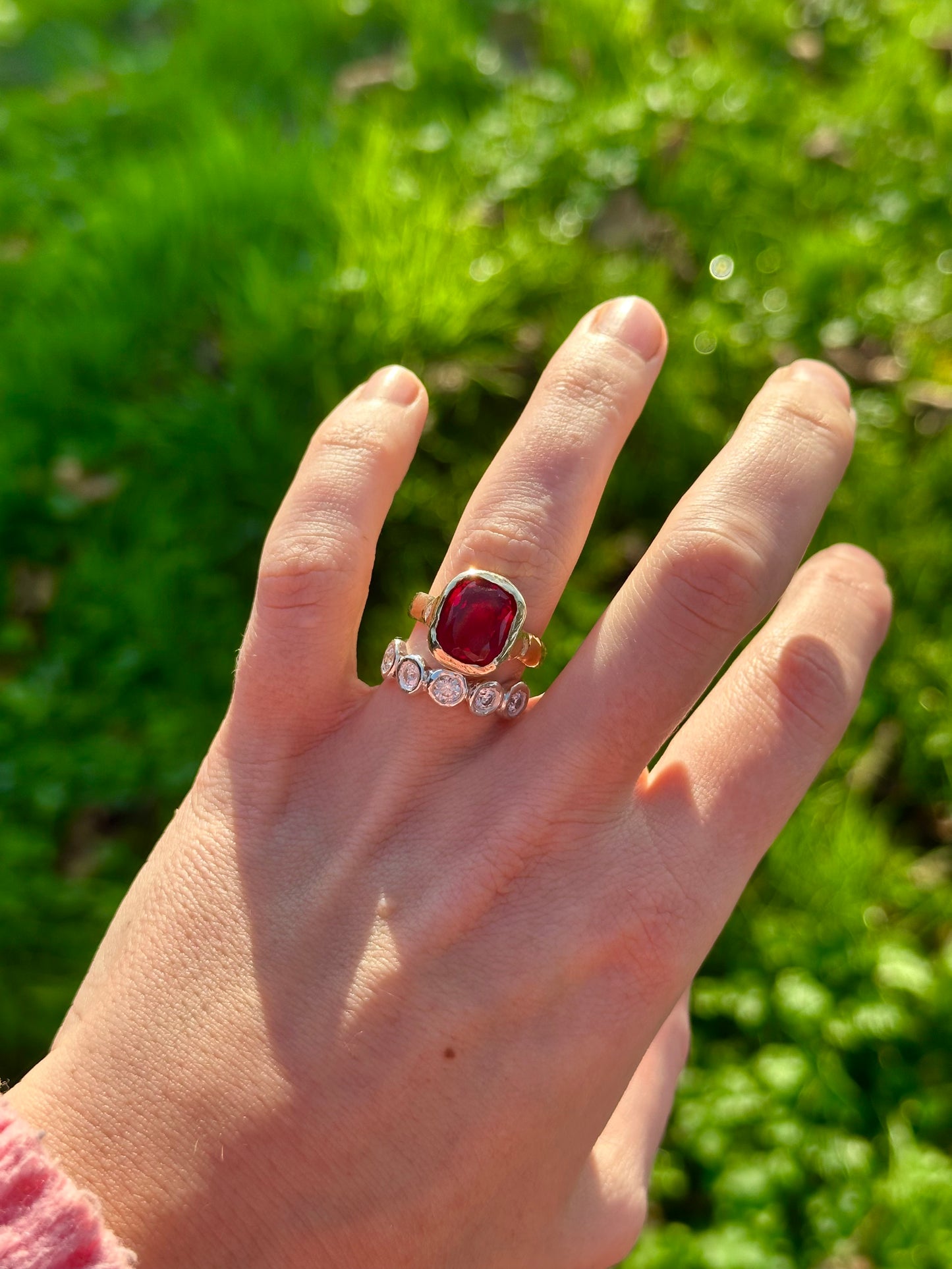 Silver Diamond Halo Ring