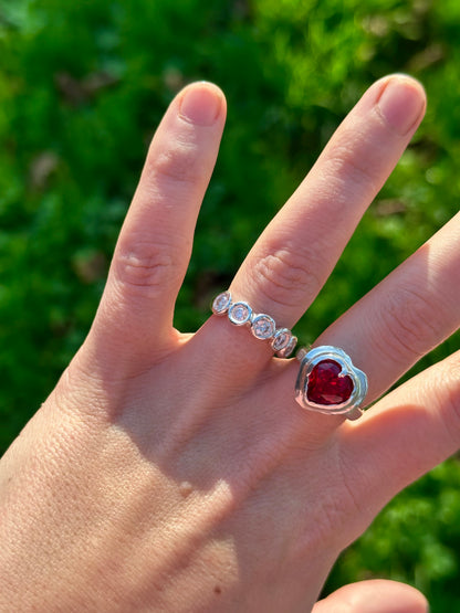 Silver Diamond Halo Ring