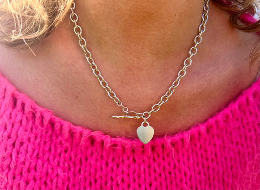 Chunky Silver Heart Chain