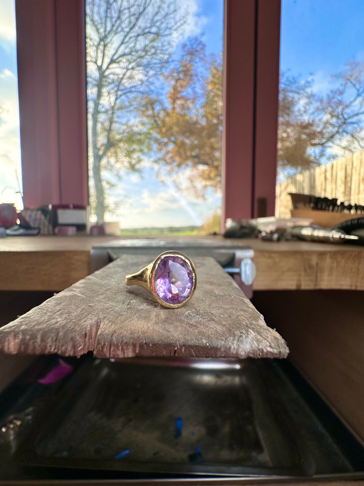 Golden Amethyst Ring