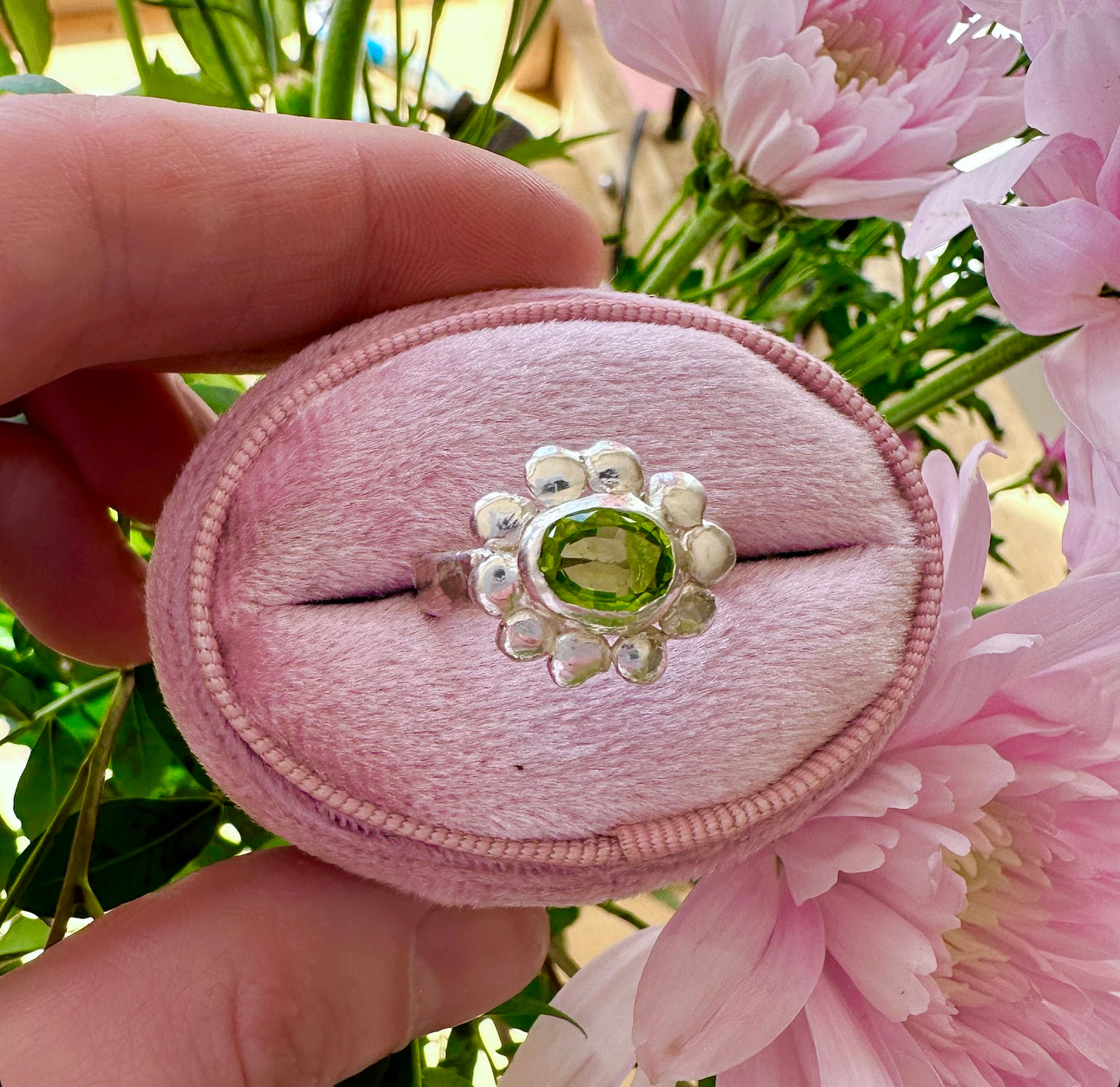 Peridot Flower Ring