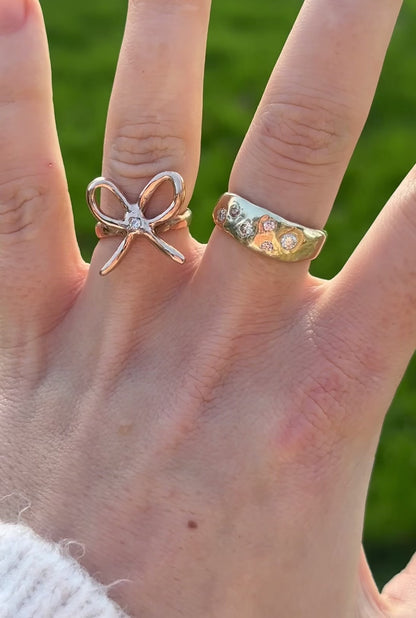 Rose Gold Diamond Bow Ring