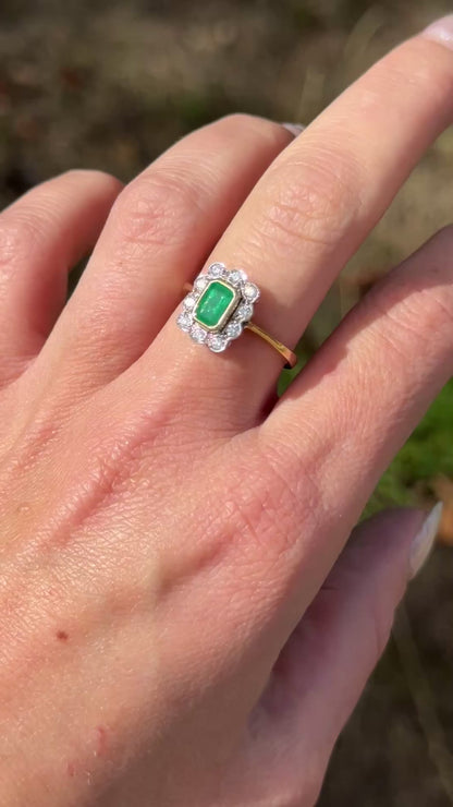Emerald & Diamond Vintage Ring
